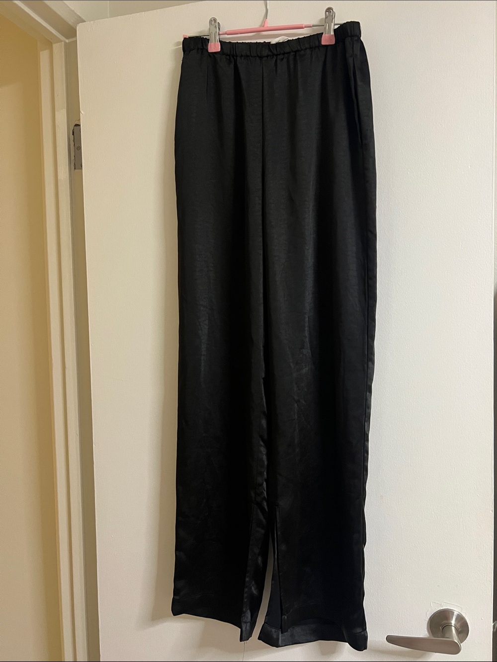 OAK + FORT Black Silk Relaxed Elastic-Waist Trousers